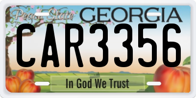 GA license plate CAR3356