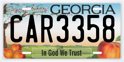 GA license plate CAR3358