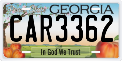 GA license plate CAR3362