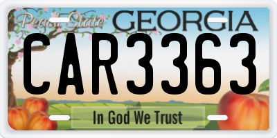 GA license plate CAR3363