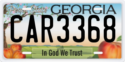 GA license plate CAR3368