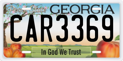 GA license plate CAR3369
