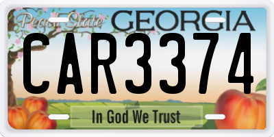 GA license plate CAR3374