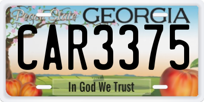 GA license plate CAR3375