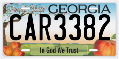 GA license plate CAR3382