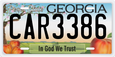GA license plate CAR3386