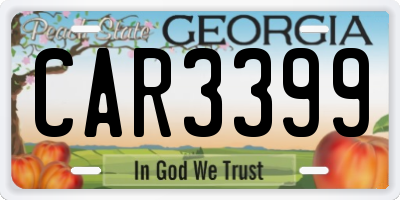 GA license plate CAR3399