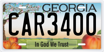GA license plate CAR3400