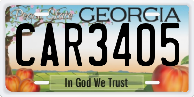 GA license plate CAR3405