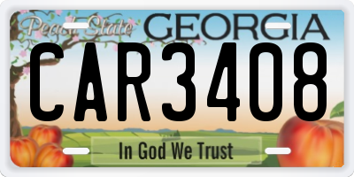 GA license plate CAR3408