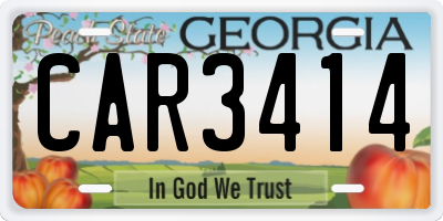 GA license plate CAR3414