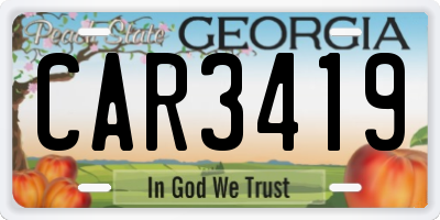 GA license plate CAR3419