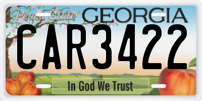 GA license plate CAR3422