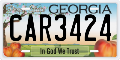 GA license plate CAR3424