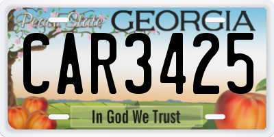 GA license plate CAR3425