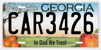 GA license plate CAR3426