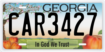 GA license plate CAR3427