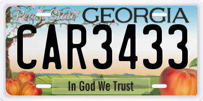 GA license plate CAR3433