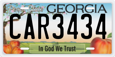 GA license plate CAR3434