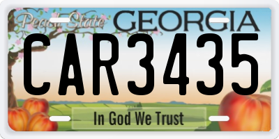 GA license plate CAR3435