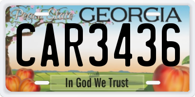 GA license plate CAR3436