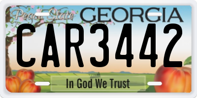 GA license plate CAR3442