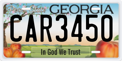 GA license plate CAR3450