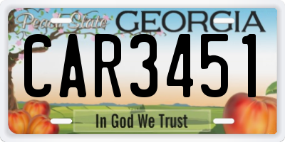 GA license plate CAR3451