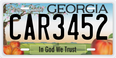 GA license plate CAR3452