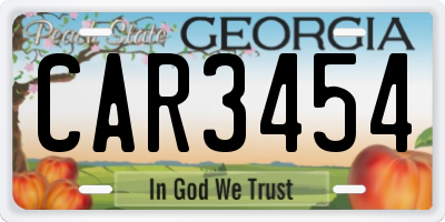 GA license plate CAR3454