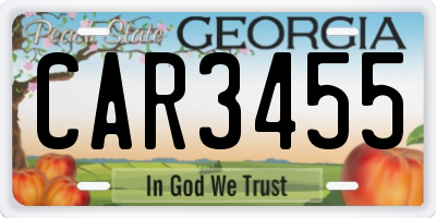 GA license plate CAR3455