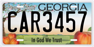 GA license plate CAR3457