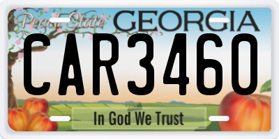GA license plate CAR3460