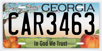 GA license plate CAR3463