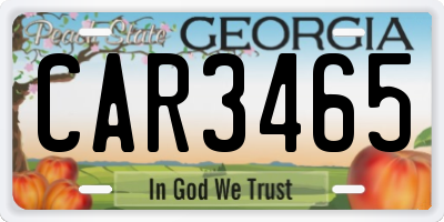 GA license plate CAR3465