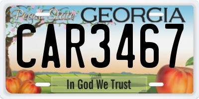 GA license plate CAR3467