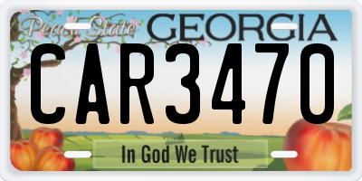 GA license plate CAR3470