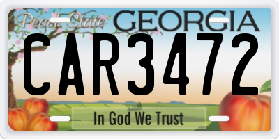 GA license plate CAR3472