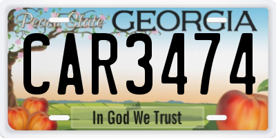 GA license plate CAR3474