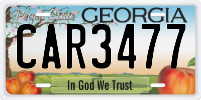 GA license plate CAR3477