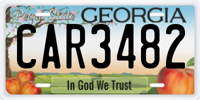 GA license plate CAR3482