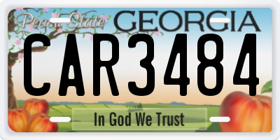 GA license plate CAR3484