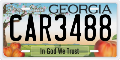 GA license plate CAR3488