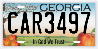 GA license plate CAR3497