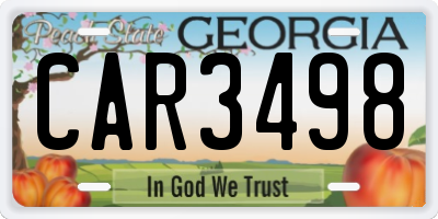 GA license plate CAR3498