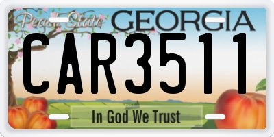 GA license plate CAR3511