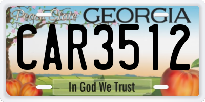 GA license plate CAR3512