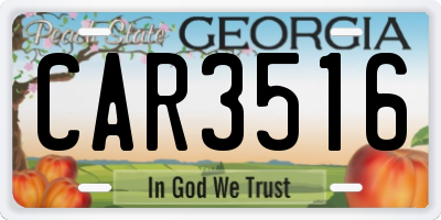 GA license plate CAR3516