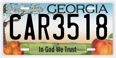 GA license plate CAR3518