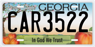 GA license plate CAR3522